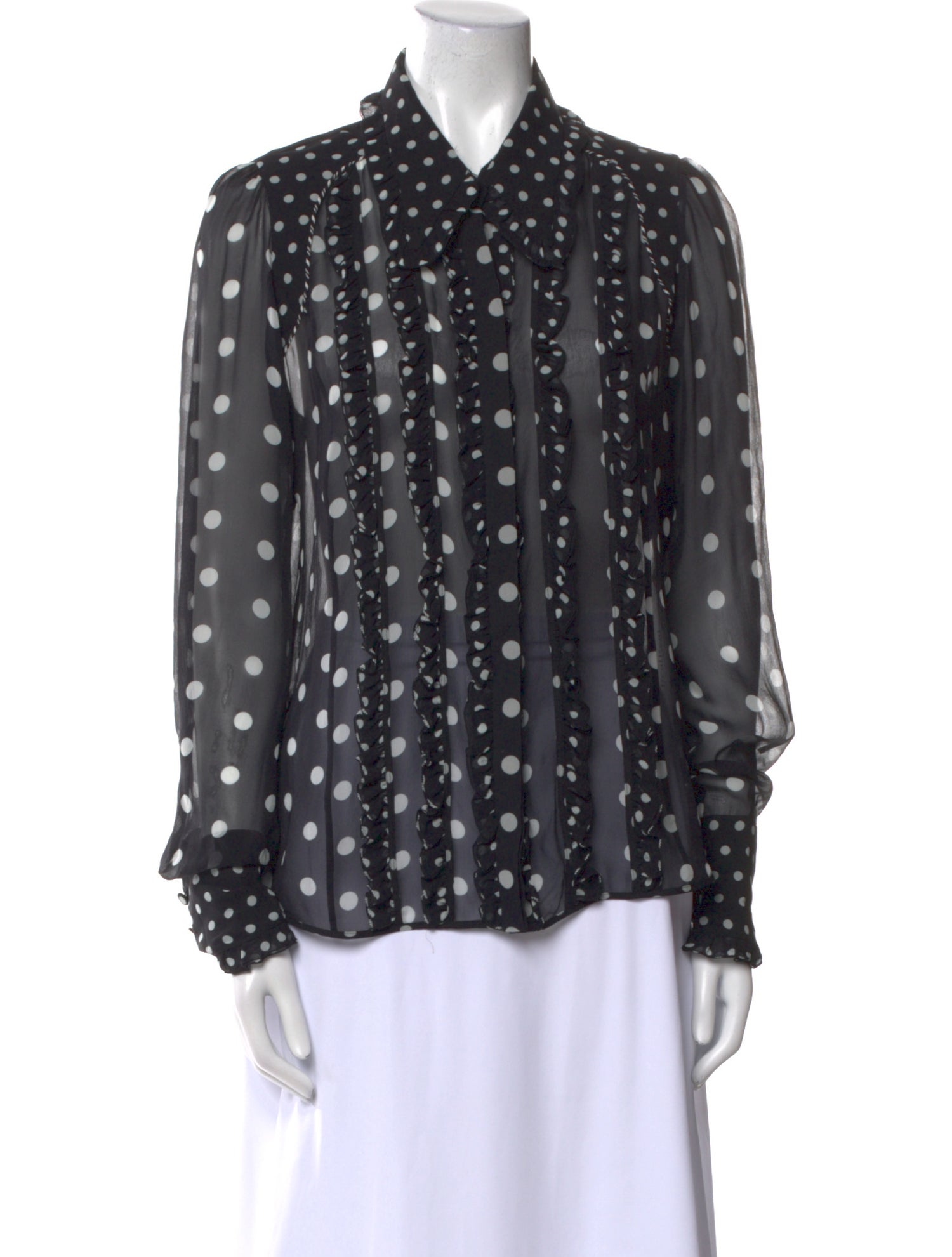 Aquilano.Rimondi Silk Polka Dot Print Button-Up Top