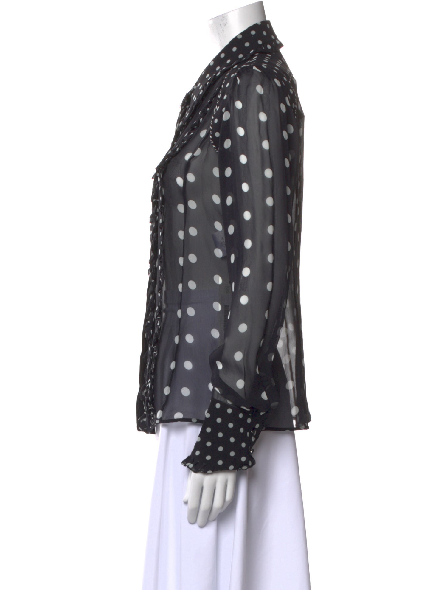 Aquilano.Rimondi Silk Polka Dot Print Button-Up Top