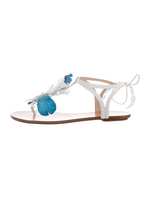 Aquazzura Fringe Thong Sandals White
