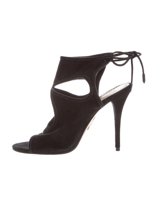 Aquazzura Suede Lace-up Sandals Black