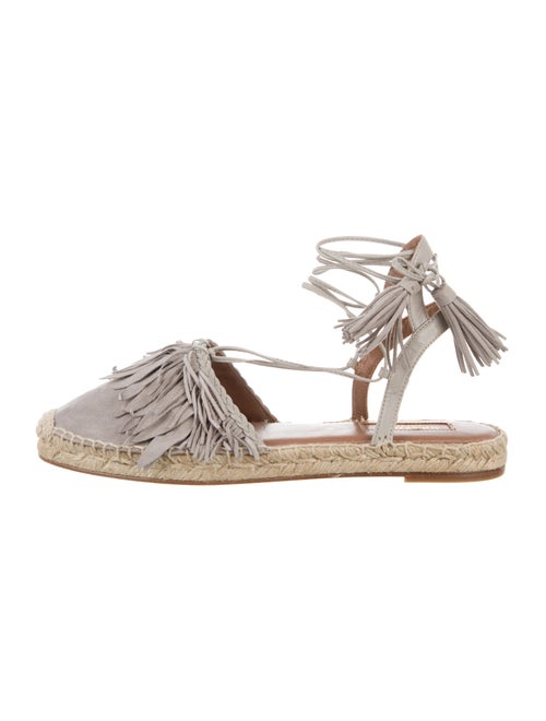 Aquazzura Suede Tassel Suede Espadrilles grey