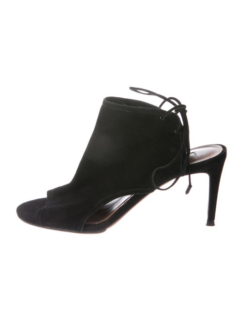 Aquazzura Suede Lace-Up Sandals Black