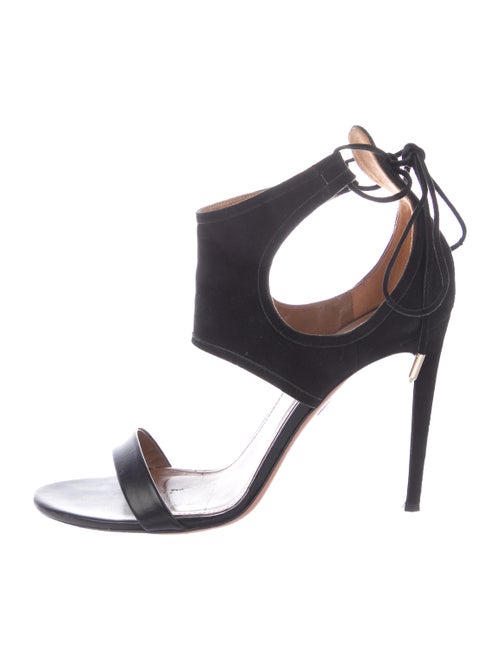Aquazzura Suede Lace-Up Sandals Black