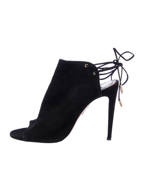 Aquazzura Suede Lace-Up Sandals Black