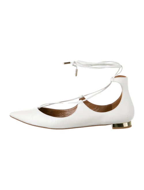 Aquazzura Christy Leather Flats White