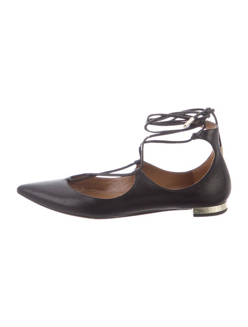 Aquazzura Leather Flats Black