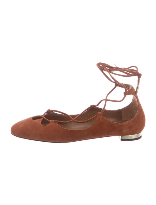 Aquazzura Suede Ballet Flats Brown