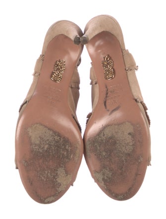 Aquazzura Suede Tassel Accents Slingback Sandals