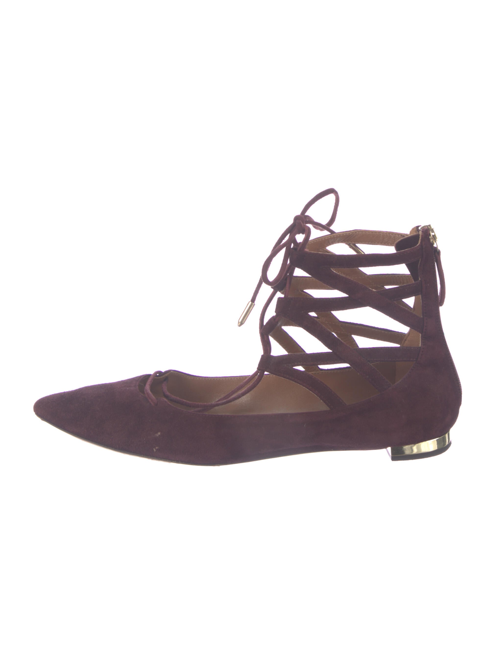 Aquazzura Suede Cutout Accent Ballet Flats