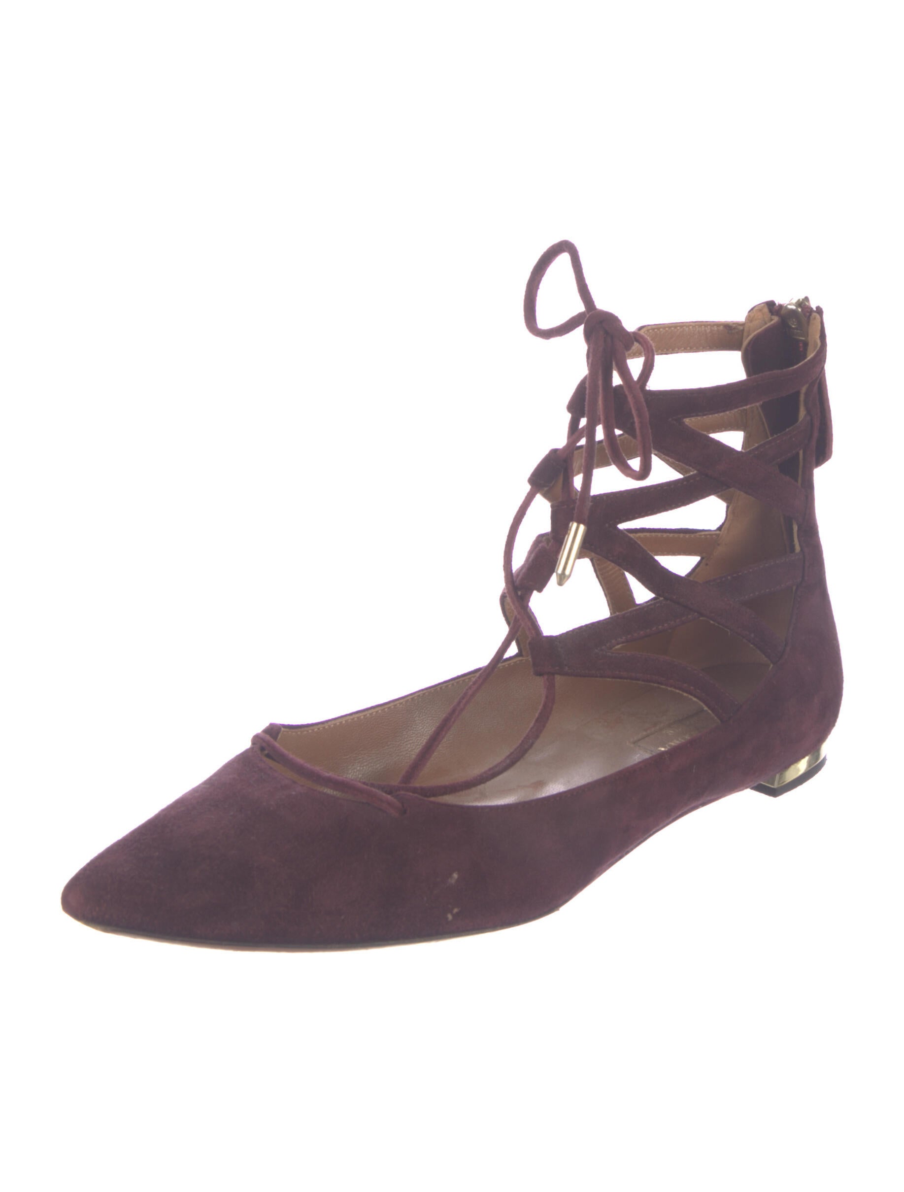 Aquazzura Suede Cutout Accent Ballet Flats