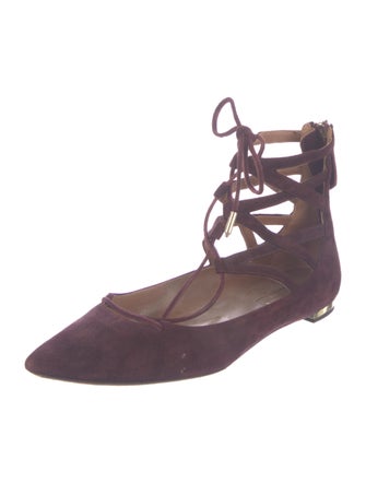 Aquazzura Suede Cutout Accent Ballet Flats