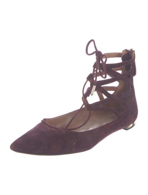 Aquazzura Suede Cutout Accent Ballet Flats