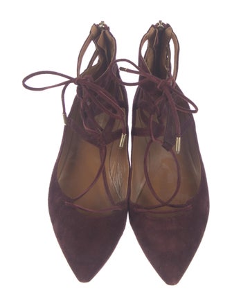 Aquazzura Suede Cutout Accent Ballet Flats