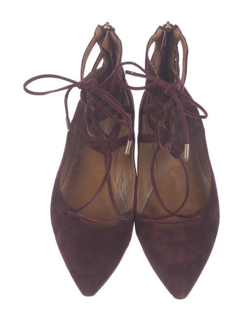 Aquazzura Suede Cutout Accent Ballet Flats