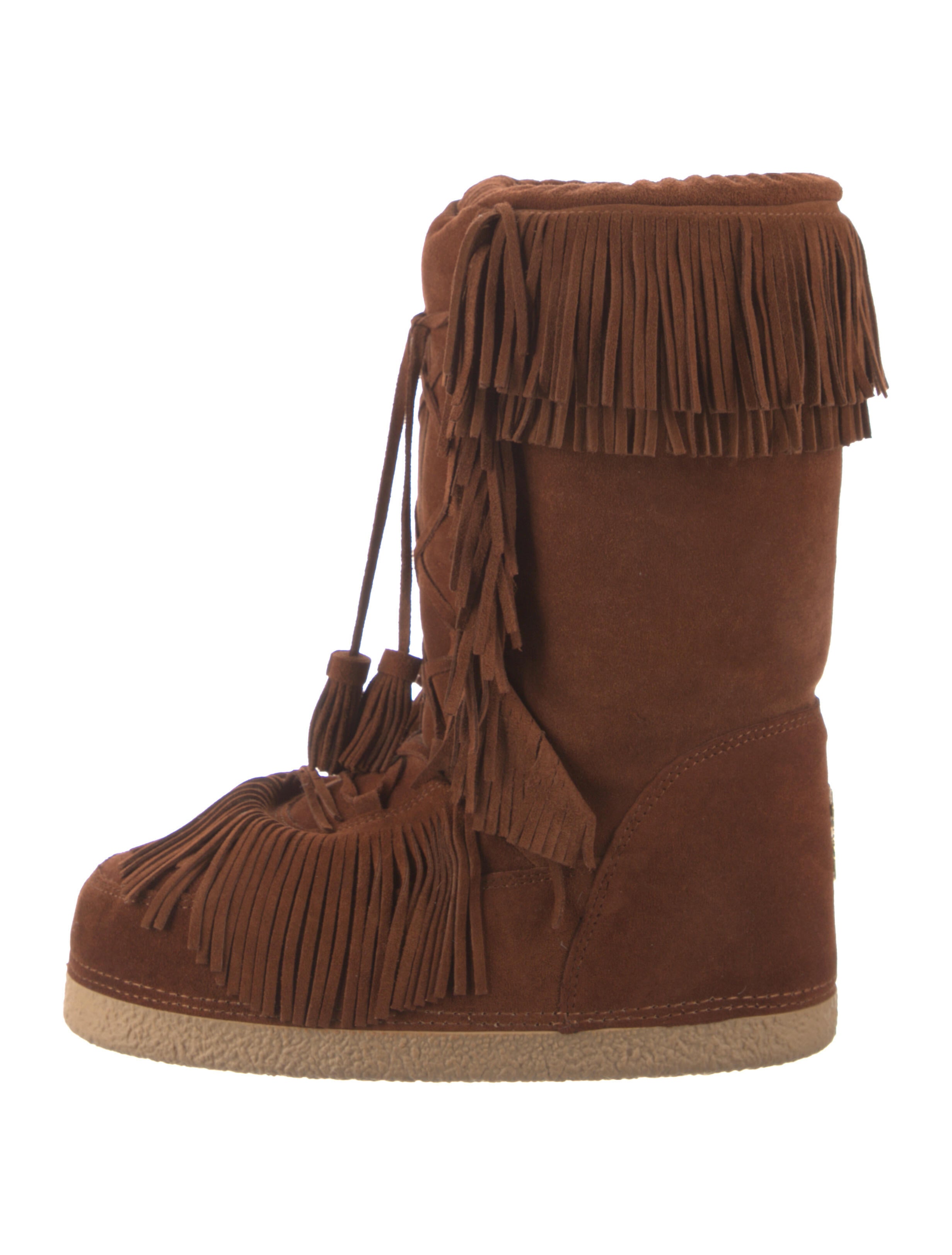 Aquazzura Suede Tassel Accents Western Boots Brown Boots, Shoes