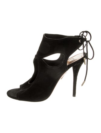 Aquazzura Suede Cutout Accent Slingback Pumps