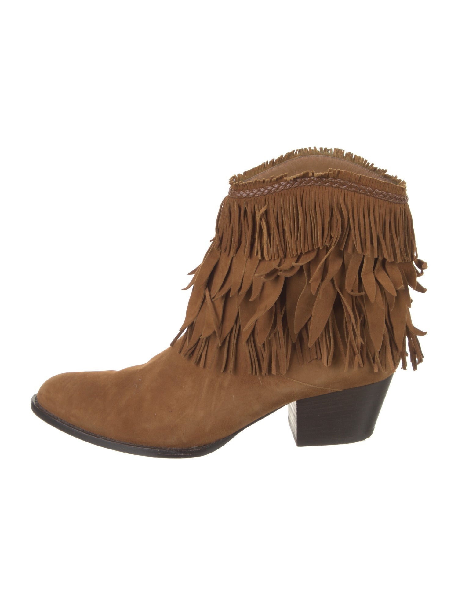 Aquazzura Suede Fringe Trim Accent Western Boots