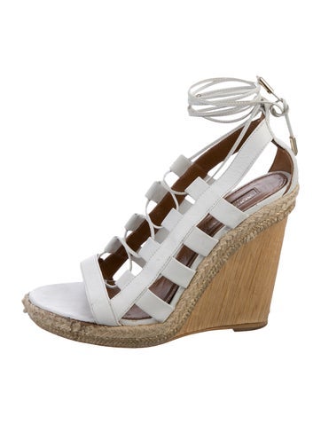 Aquazzura Sandals Leather Cutout Accent Espadrilles Us7, It37 | 7