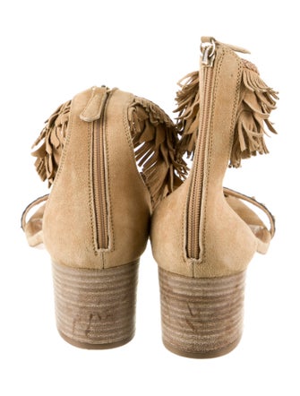Aquazzura Suede Fringe Trim Accent Sandals
