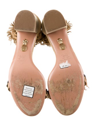 Aquazzura Suede Fringe Trim Accent Sandals