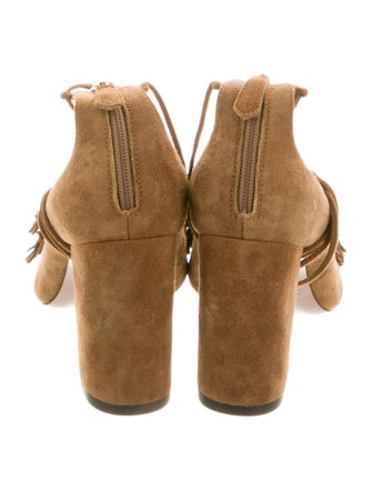 Aquazzura Suede Fringe Trim Accent Pumps