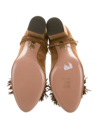 Aquazzura Suede Fringe Trim Accent Pumps