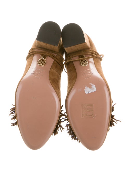 Aquazzura Suede Fringe Trim Accent Pumps