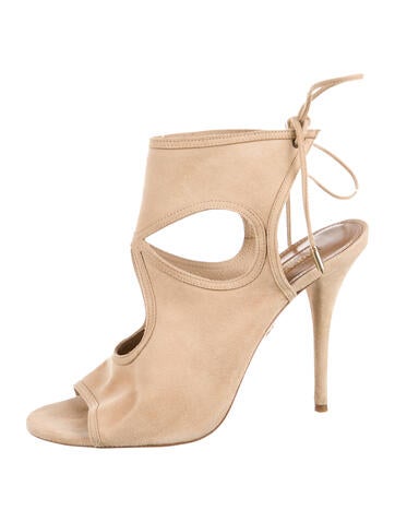 Aquazzura Sandals Suede Cutout Accent T-Strap Us9, It39 | 9