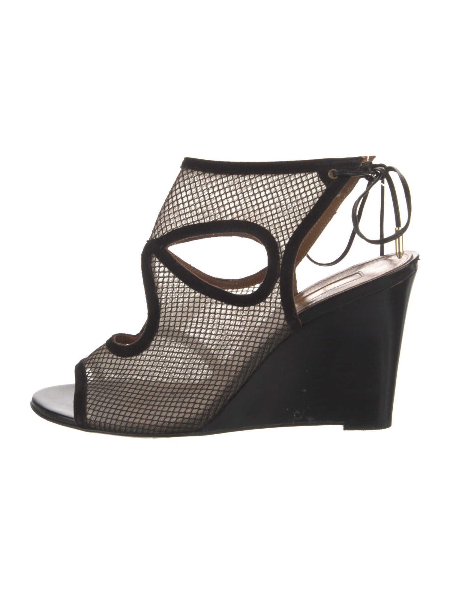 Aquazzura Lace Mesh Accents Slingback Sandals