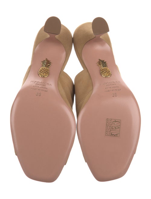 Aquazzura Suede Cutout Accent Slides