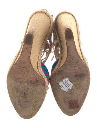 Aquazzura Printed Embroidered Accent T-Strap Pumps