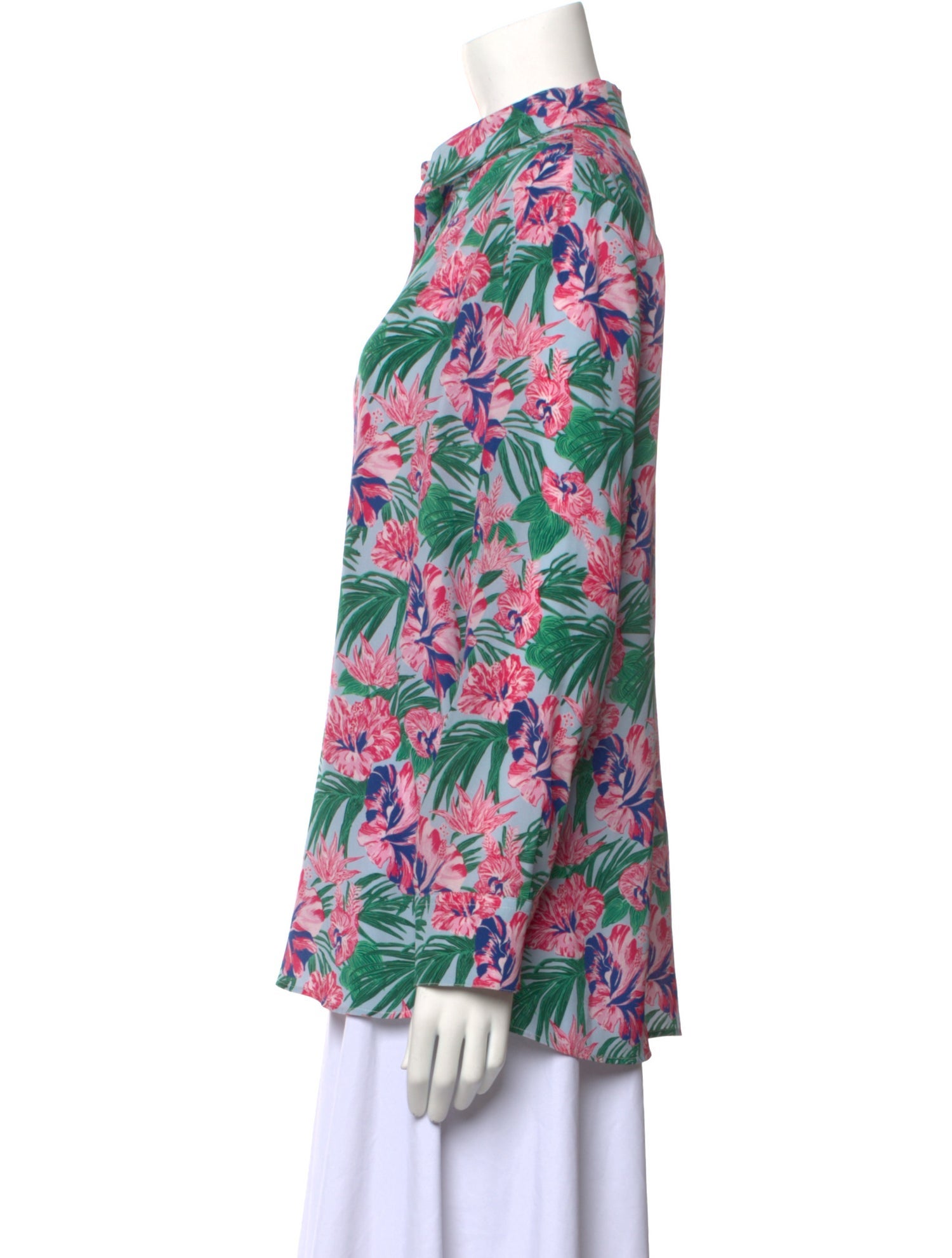 Aquazzura Silk Floral Print Button-Up Top