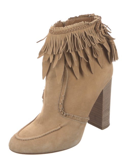 Aquazzura Suede Fringe Trim Accent Boots