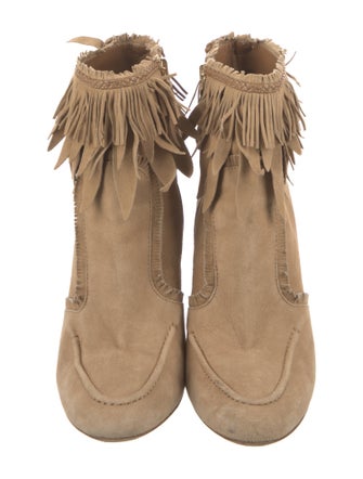 Aquazzura Suede Fringe Trim Accent Boots