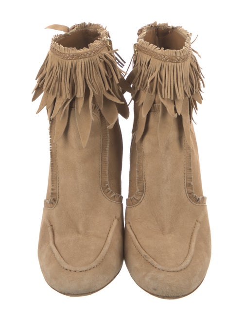 Aquazzura Suede Fringe Trim Accent Boots