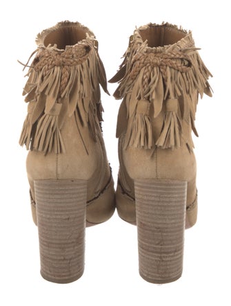 Aquazzura Suede Fringe Trim Accent Boots