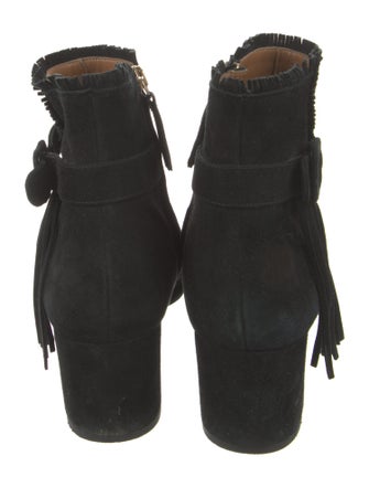 Aquazzura Suede Fringe Trim Accent Boots