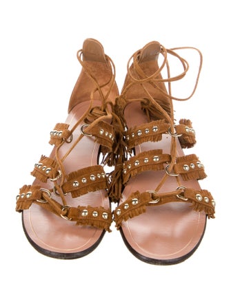 Aquazzura Suede Tassel Accents Gladiator Sandals