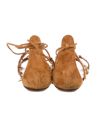 Aquazzura Suede Tassel Accents Gladiator Sandals