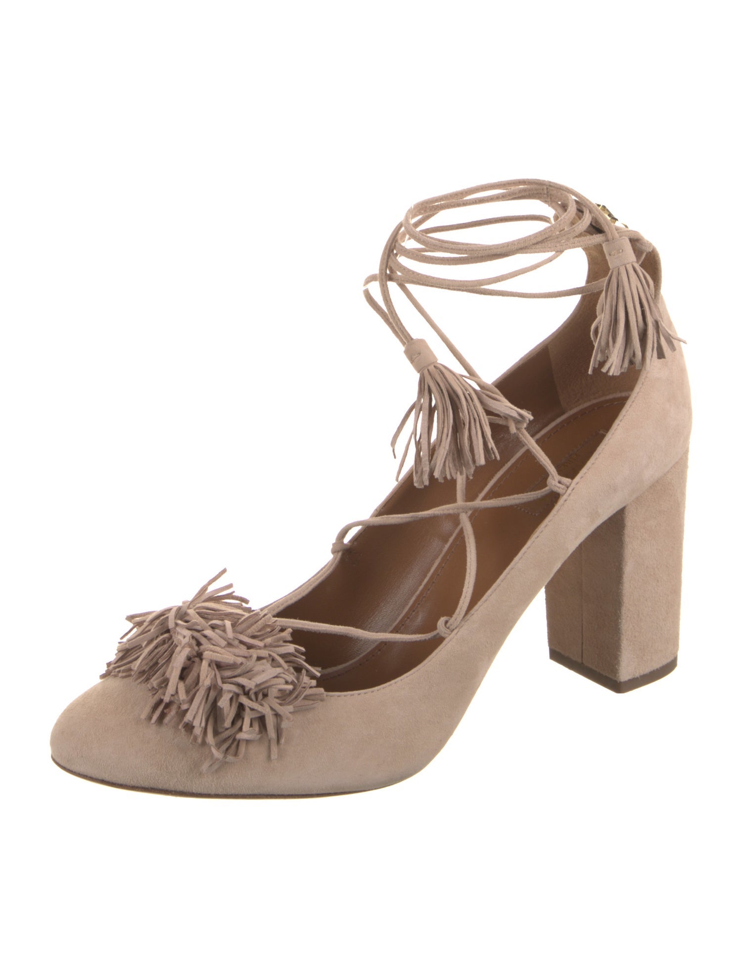 Aquazzura Suede Tassel Accents D'Orsay Pumps