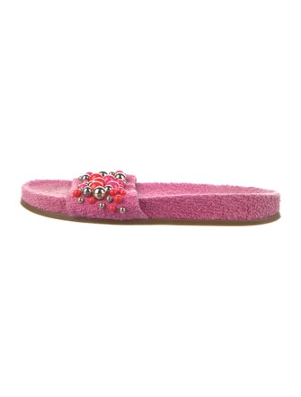 Aquazzura Terry Cloth Beaded Accents Slides