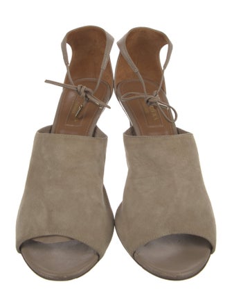 Aquazzura Suede Leather Trim Embellishment Sandals