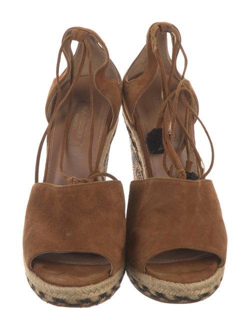 Aquazzura Suede Pom-Pom Embellishments Espadrilles