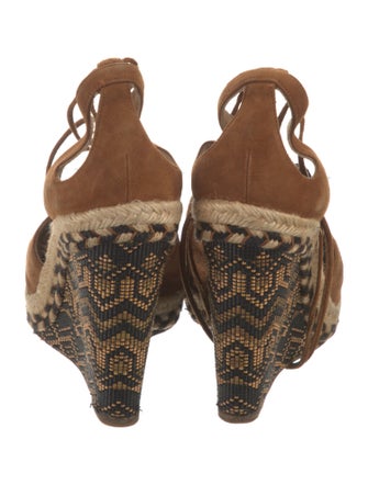 Aquazzura Suede Pom-Pom Embellishments Espadrilles