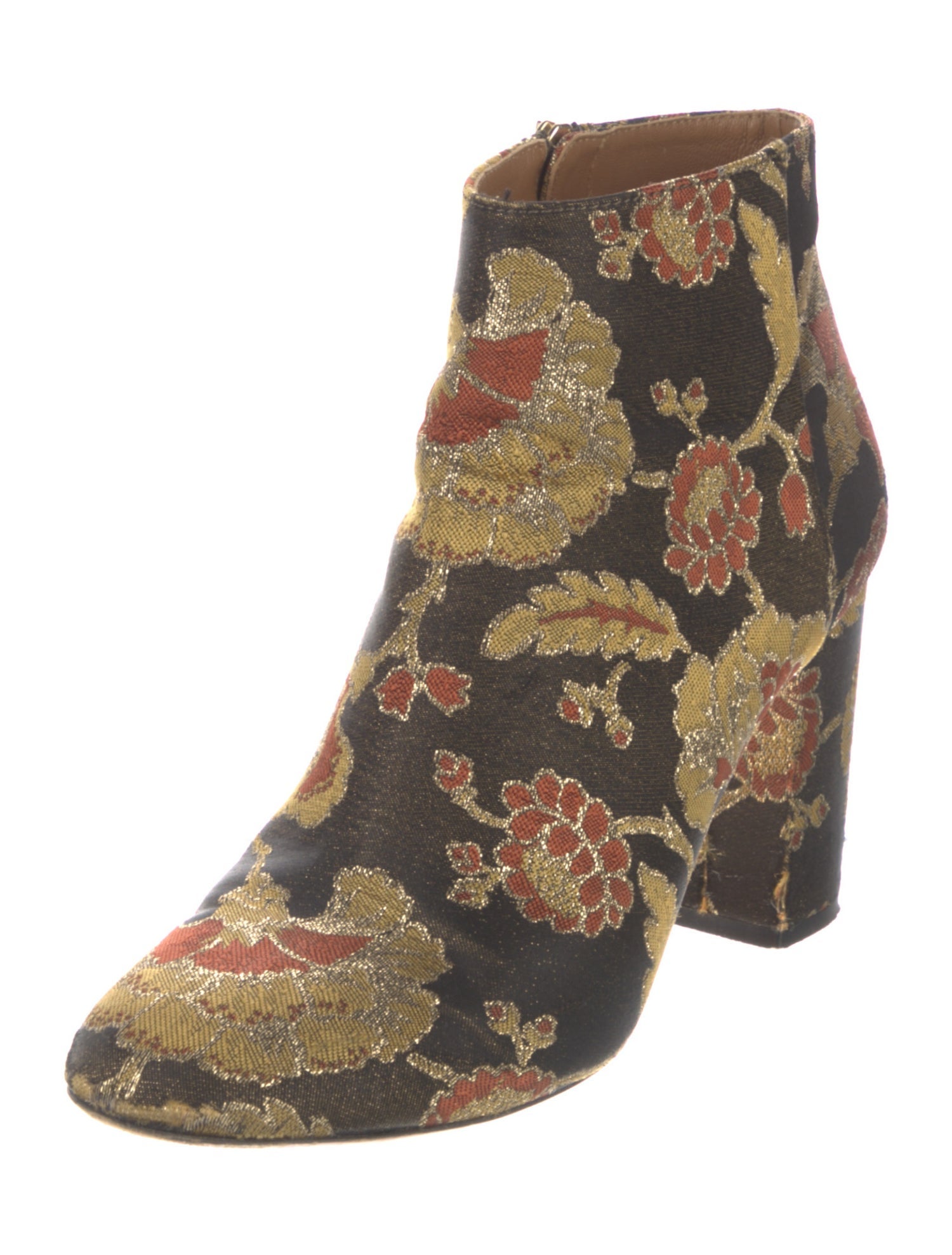 Aquazzura Floral Print Glitter Accents Boots
