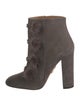 Aquazzura Suede Fur Trim Lace-Up Boots