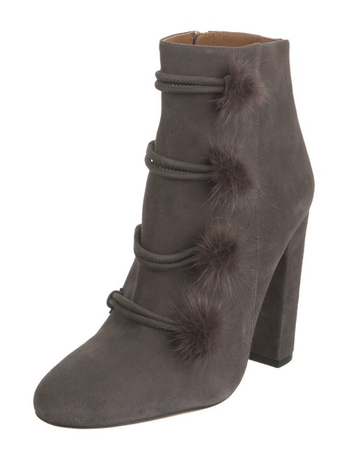 Aquazzura Suede Fur Trim Lace-Up Boots