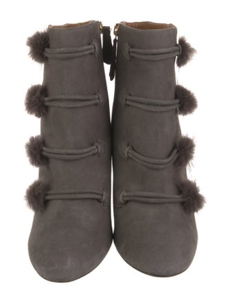 Aquazzura Suede Fur Trim Lace-Up Boots