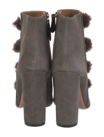 Aquazzura Suede Fur Trim Lace-Up Boots