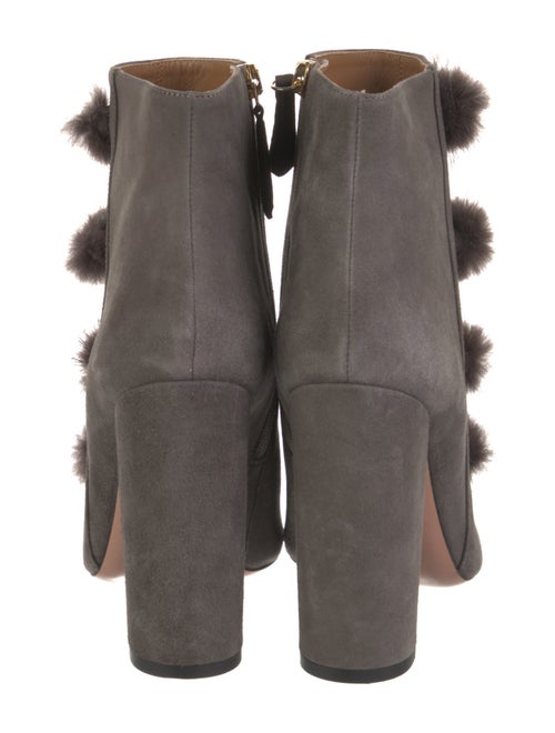 Aquazzura Suede Fur Trim Lace-Up Boots